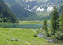 Idyllischer Hintersee mit gemütlichen Bänken